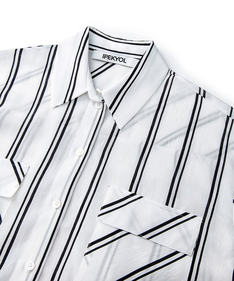 Ipekyol Line Pattern Pocket Detail Shirt Ecru