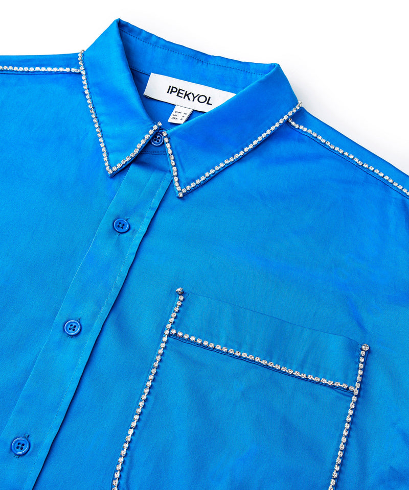 Ipekyol Crystal Stone Striped Shirt Blue