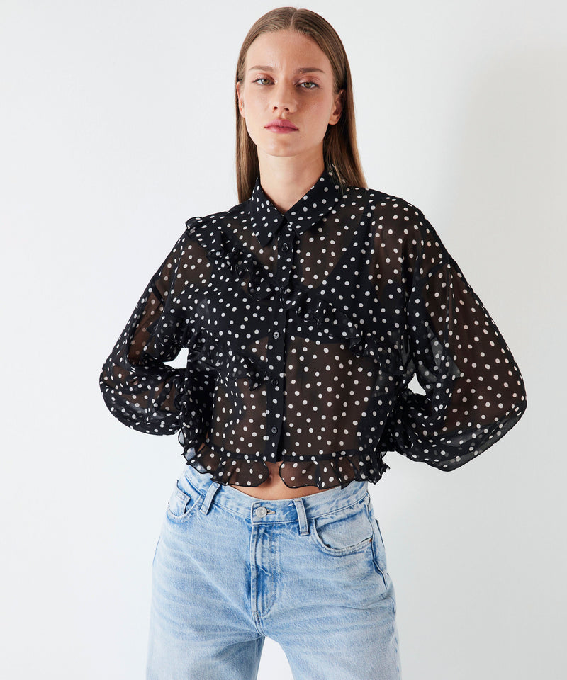 Ipekyol Polka Dot Pattern Transparent Shirt Black