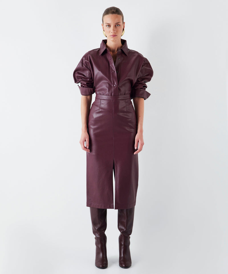 Ipekyol Leather Look Low-Cut Back Shirt Dark Purple