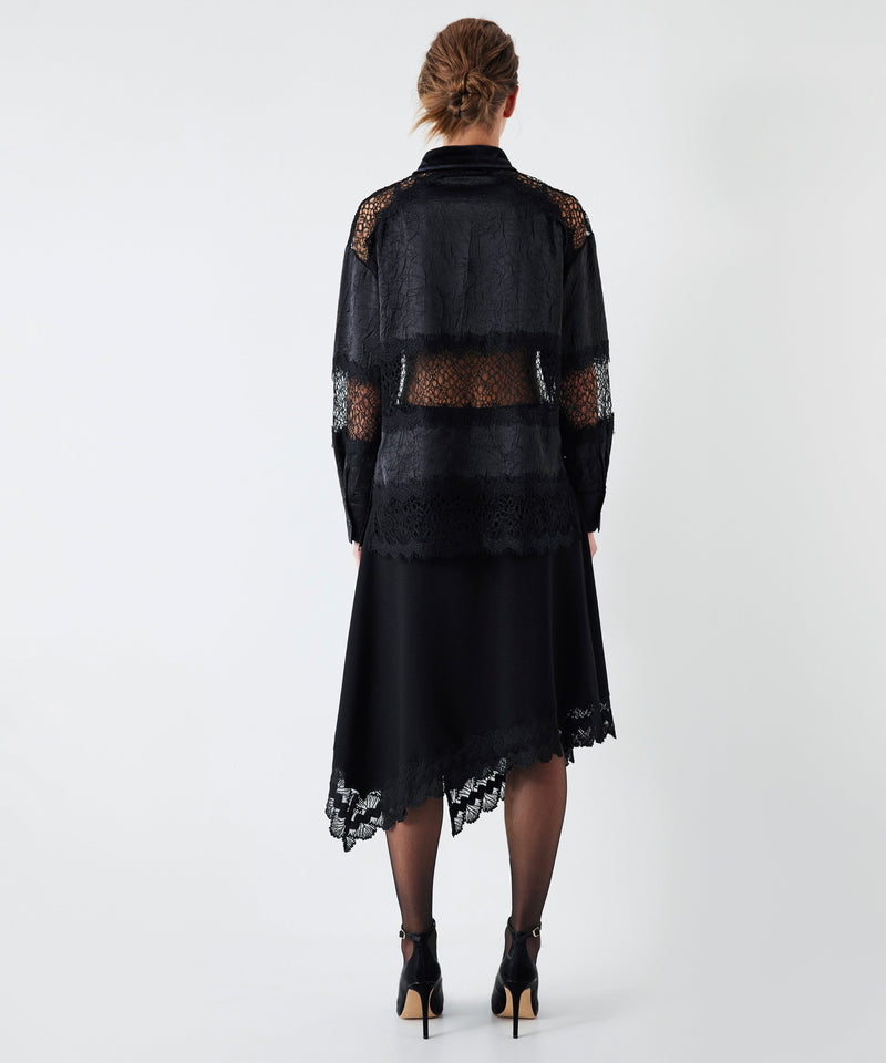 Ipekyol Velvet And Lace Mix Shirt Black