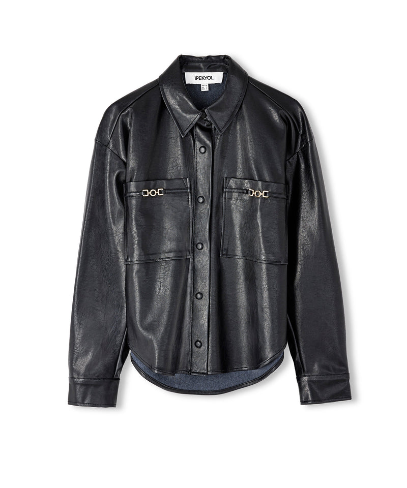 Ipekyol Leather Look Shirt Black