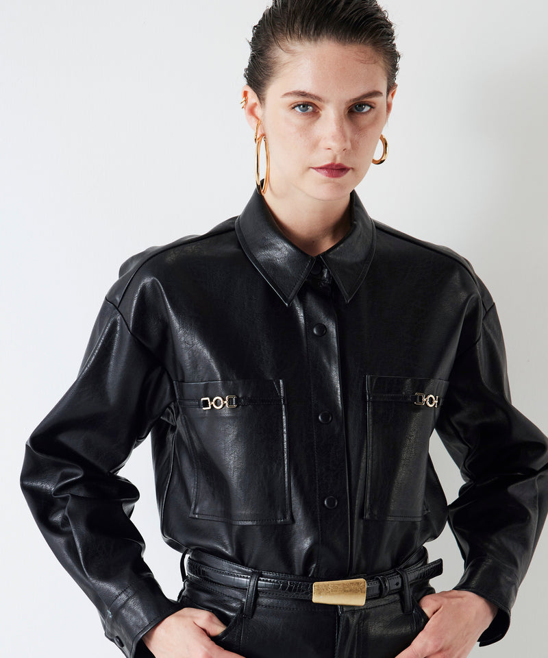 Ipekyol Leather Look Shirt Black