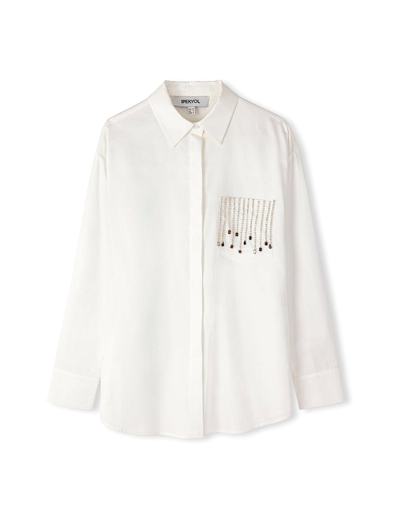 Ipekyol Stone Embroidered Poplin Shirt Off White