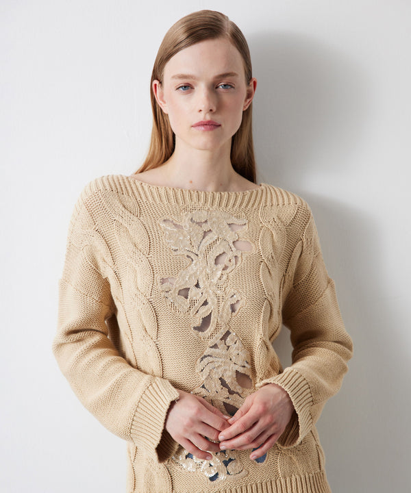 Ipekyol Sequin-Embroidered Knitwear Natural