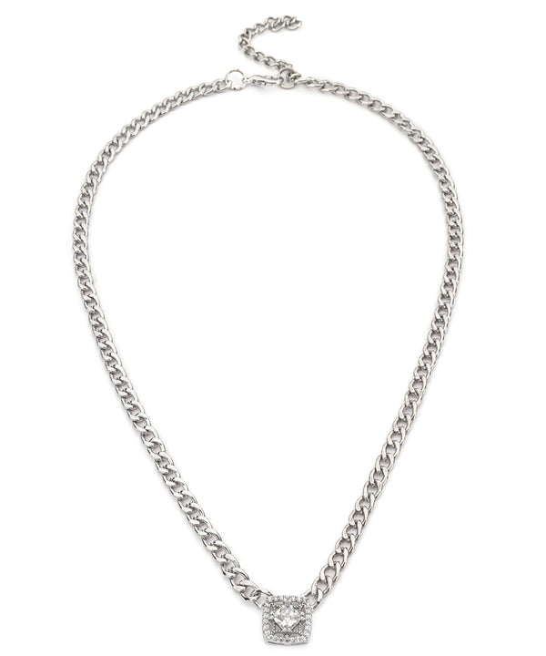 Ipekyol Shiny Stone Metal Chain Necklace Silver