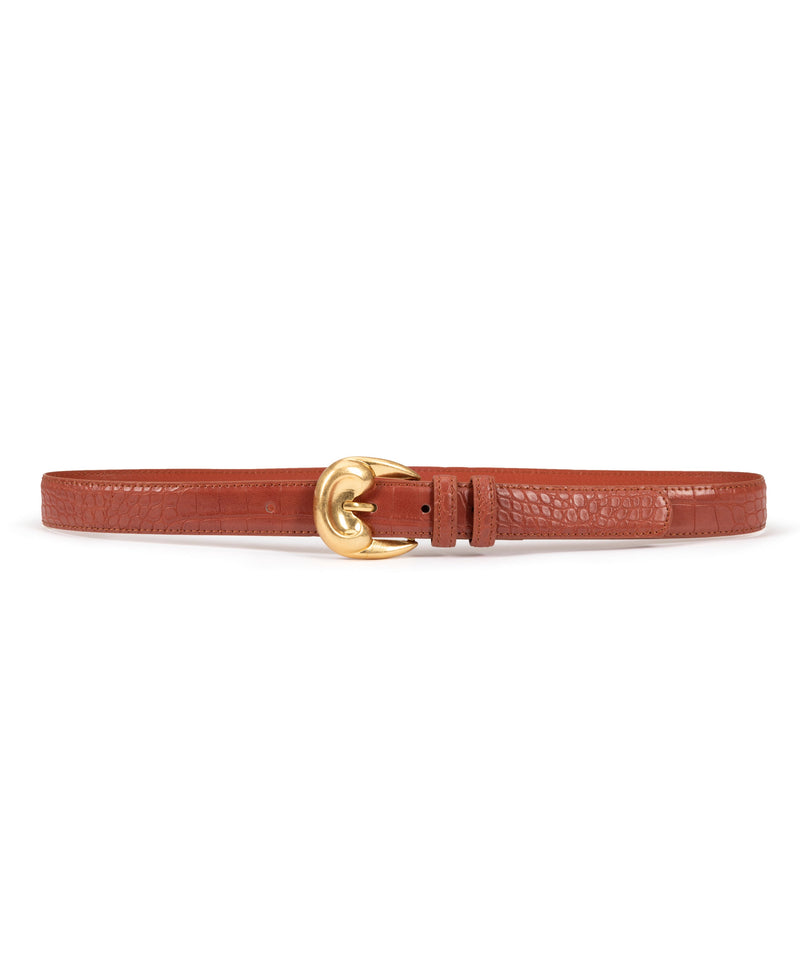 Ipekyol Crocodile Skin Pattern Belt Brick