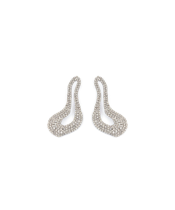 Ipekyol Crystal-Stone Amorphous Earrings Silver