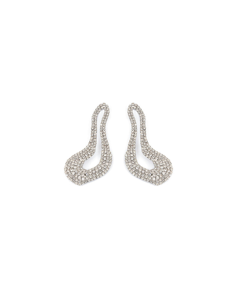 Ipekyol Crystal-Stone Amorphous Earrings Silver