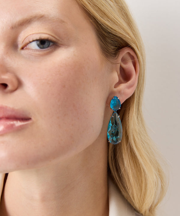 Ipekyol Crystal-Stone Earrings Blue