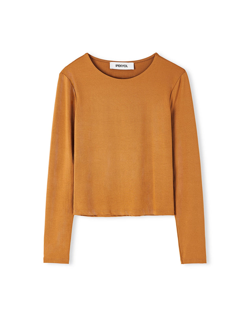 Ipekyol Long Sleeve T-Shirt With Metal Accessories Camel