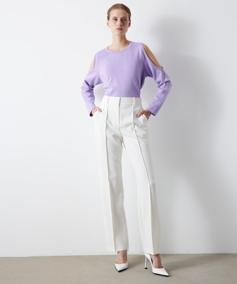 Ipekyol Stone Striped Cutout Sweatshirt Lilac