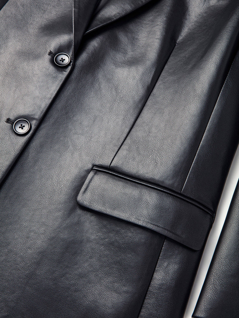 Ipekyol Leather Look Oversize Blazer Black