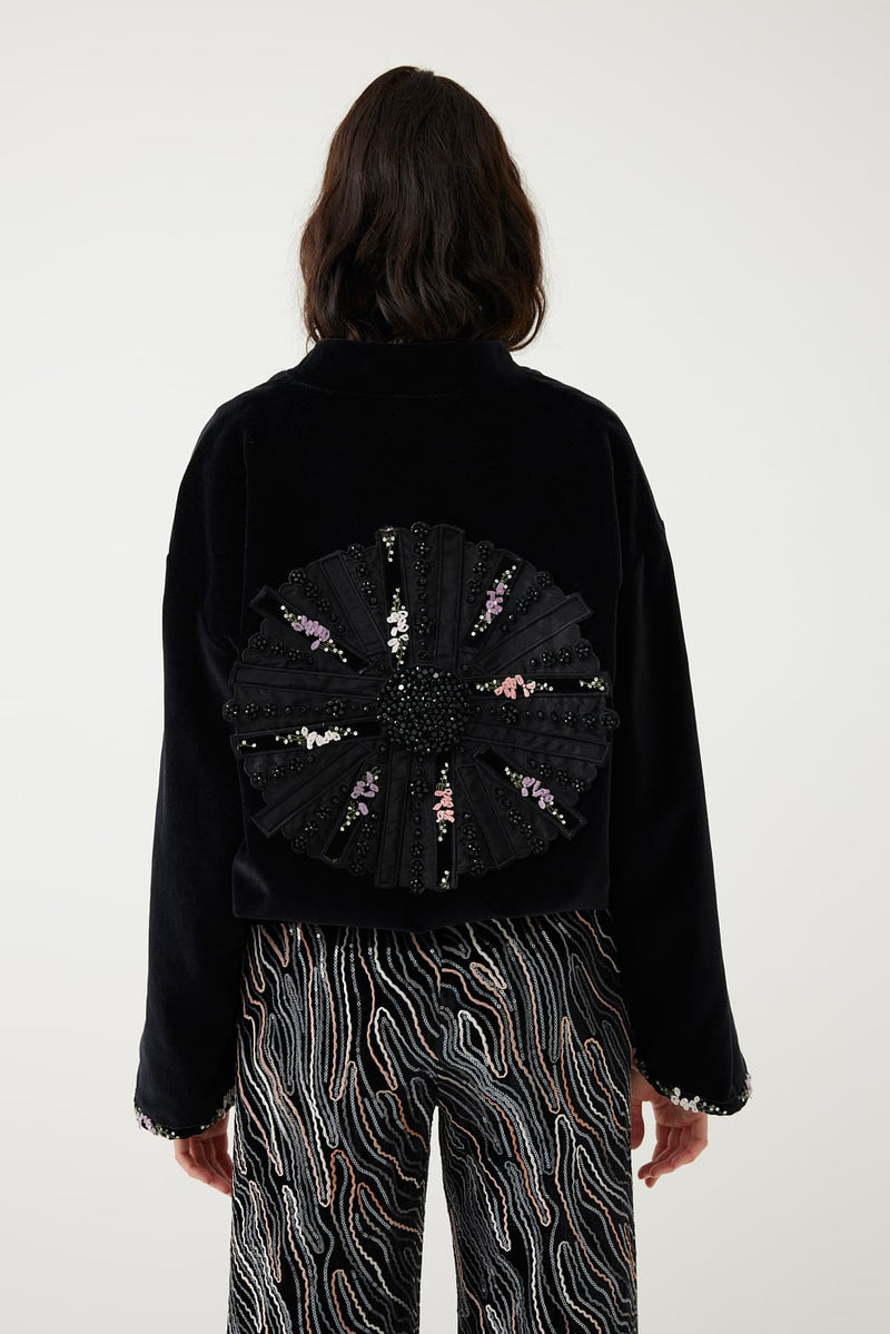 Roman Back-Embroidered Detail Jacket Black