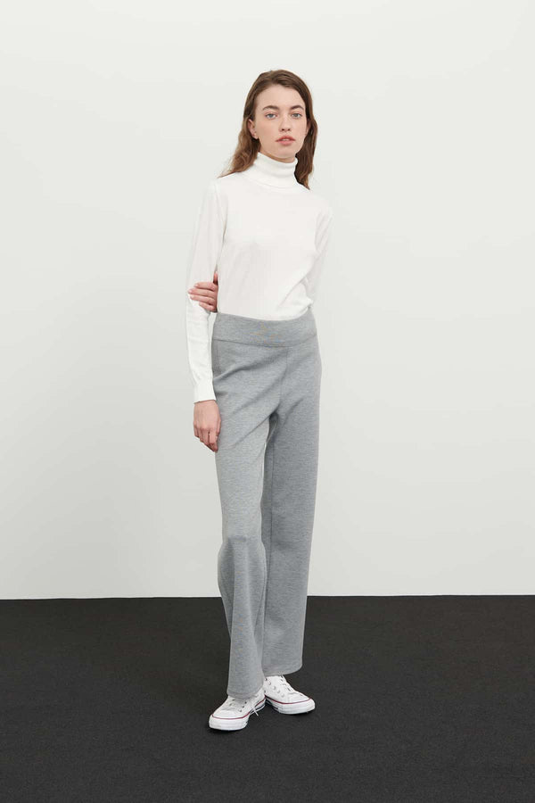Roman Solid Knitted Trousers Grey