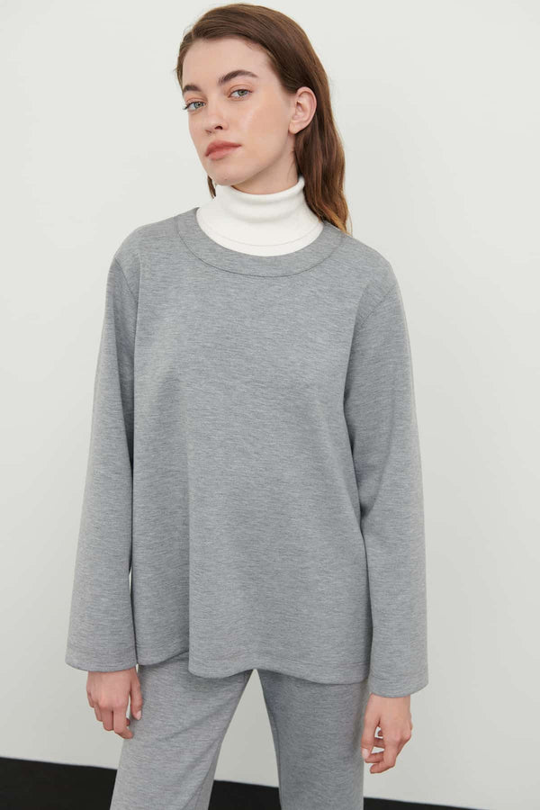 Roman Long Sleeve Knitted Sweatshirt Grey