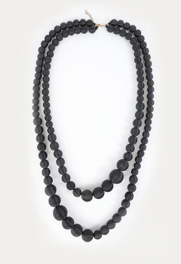 Choice Two Layer Round Pearl Necklace Black