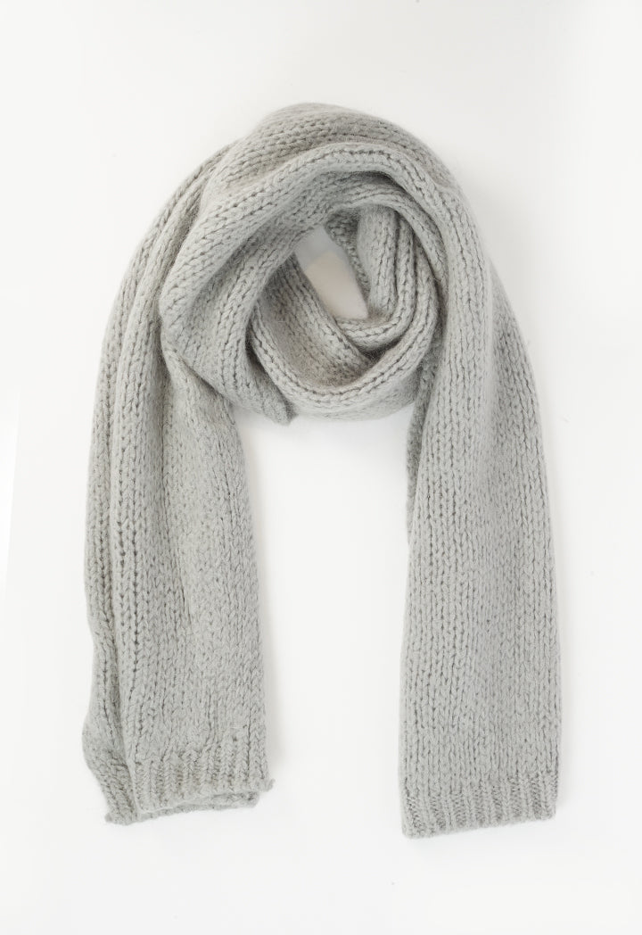 Choice Knitted Solid Wrap Around Winter Scarf Grey