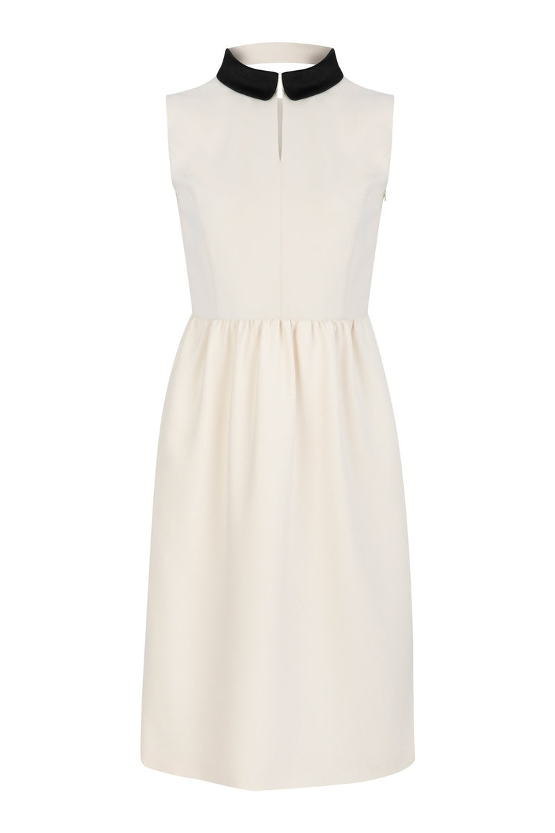 Machka Sleeveless Back Pleat A-Line Mini Dress Cream