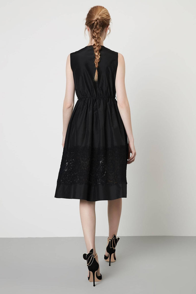 Machka Sleeveless Lace Detail A-Line Short Shirt Dress Black