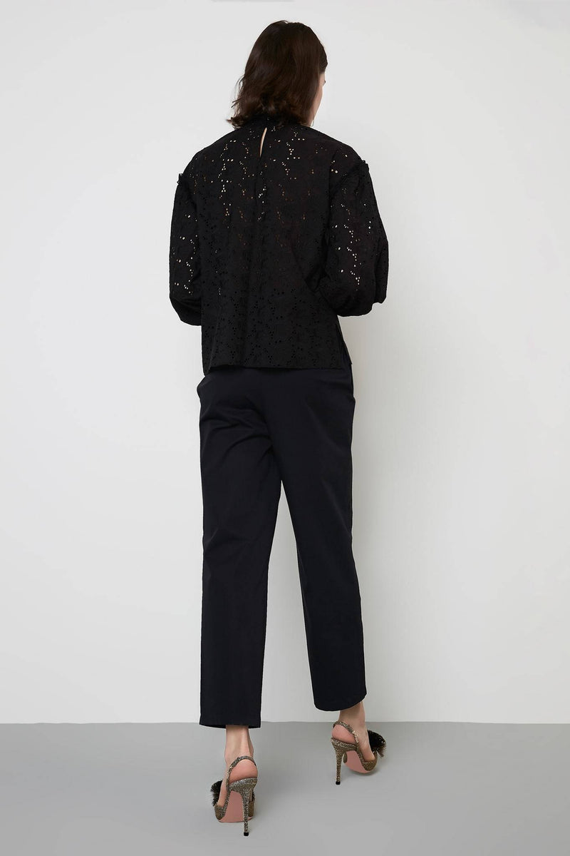 Machka High Waist Belted Straight Cut Trouser Black