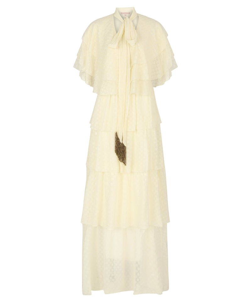 Machka Dotted Print Layered Dress Off White