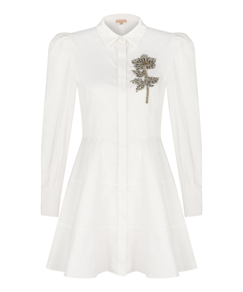 Machka Embellished Detail Tunic Shirt White