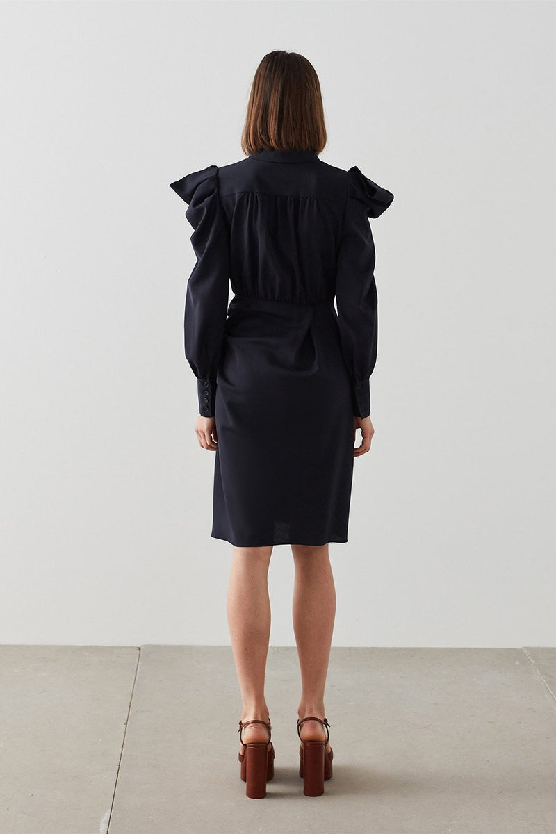 Machka Asymmetrical Detail Dress Navy