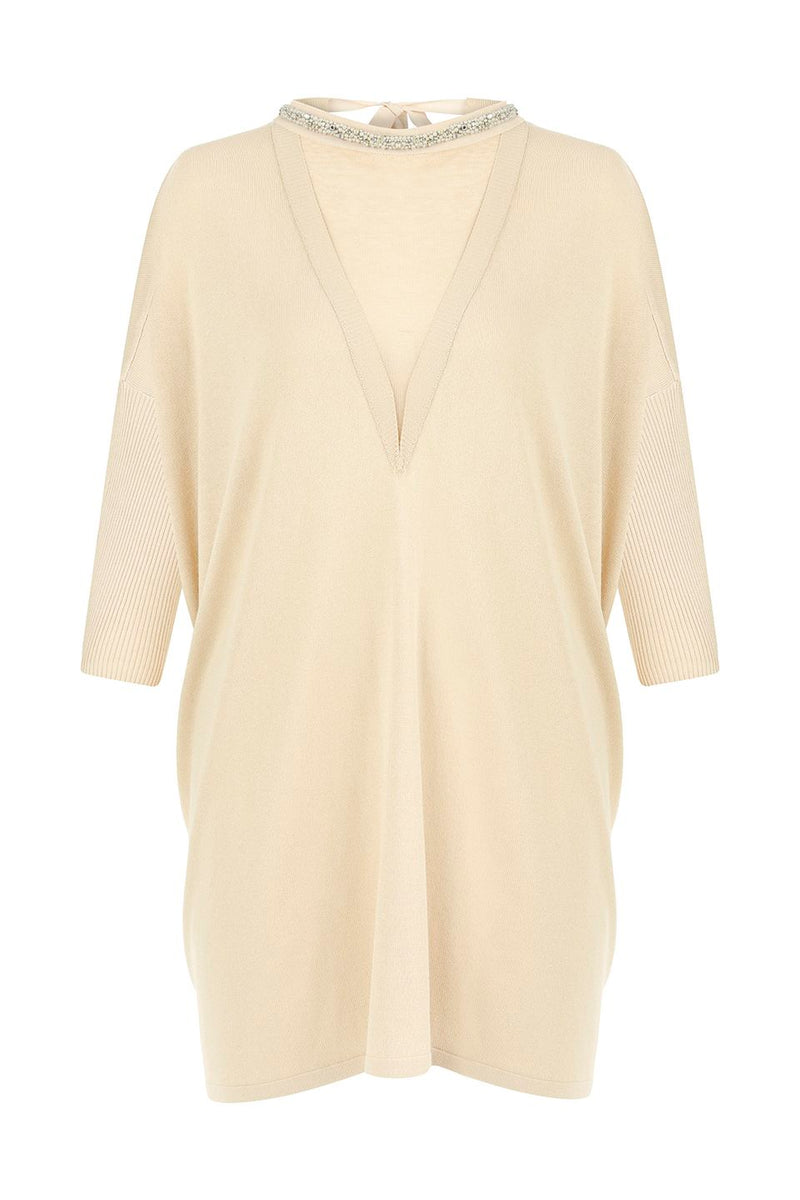 Machka Jewel Neckline Knitwear Powder