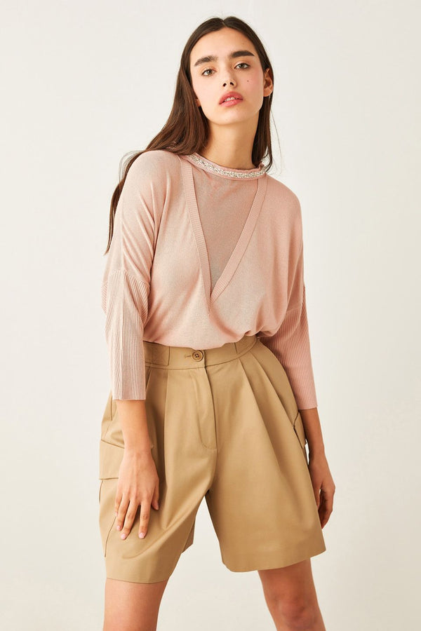 Machka Jewel Neckline Knitwear Powder