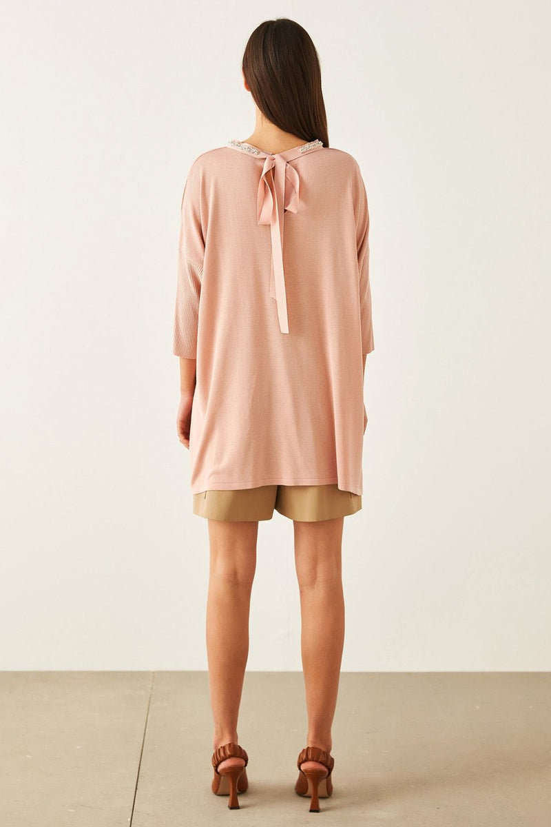 Machka Jewel Neckline Knitwear Powder