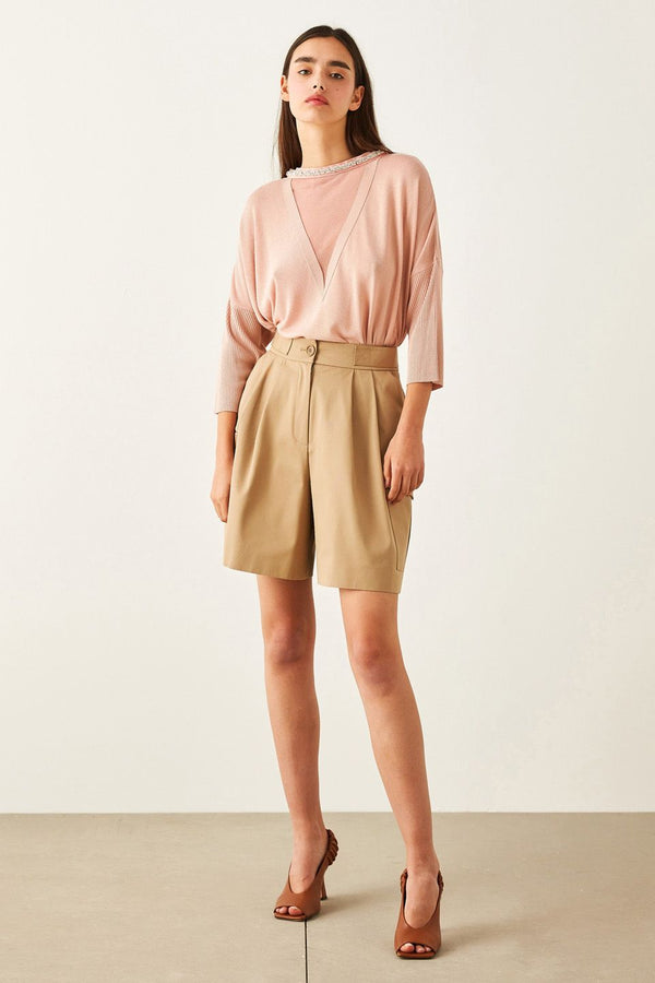 Machka Jewel Neckline Knitwear Powder