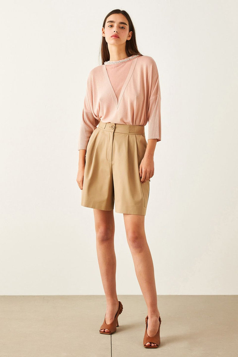 Machka Jewel Neckline Knitwear Powder