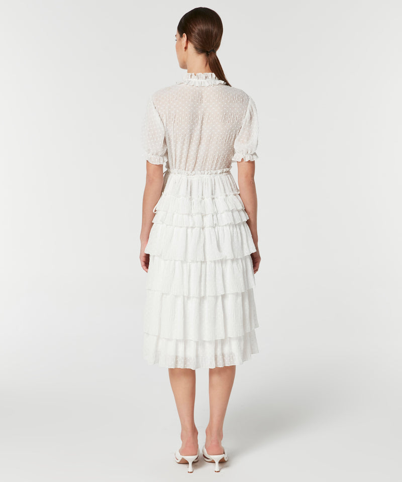 Machka Ruffle-Layered Midi Dress White