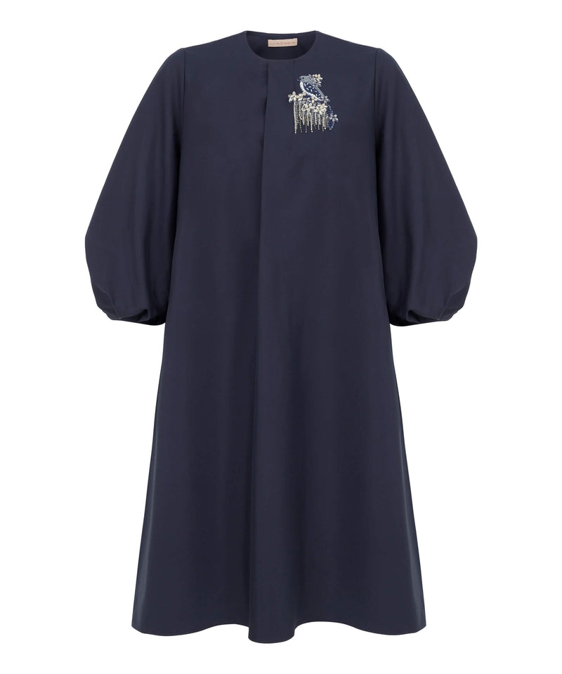 Machka Brooch-Embellished Dress Navy