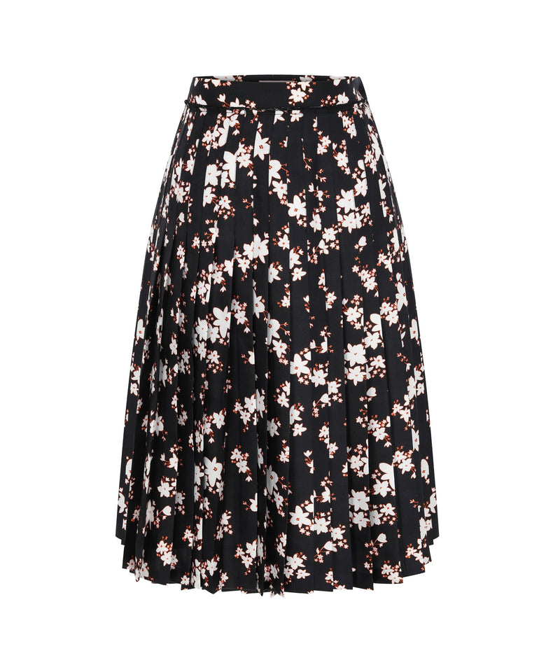 Machka Floral Pleated Skirt Black