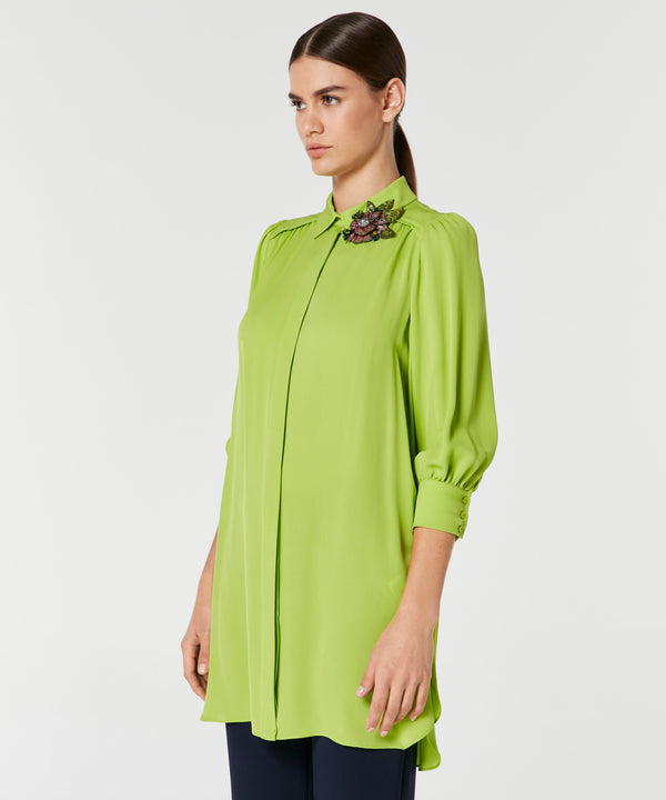 Machka Brooch-Embellished Shirt Green