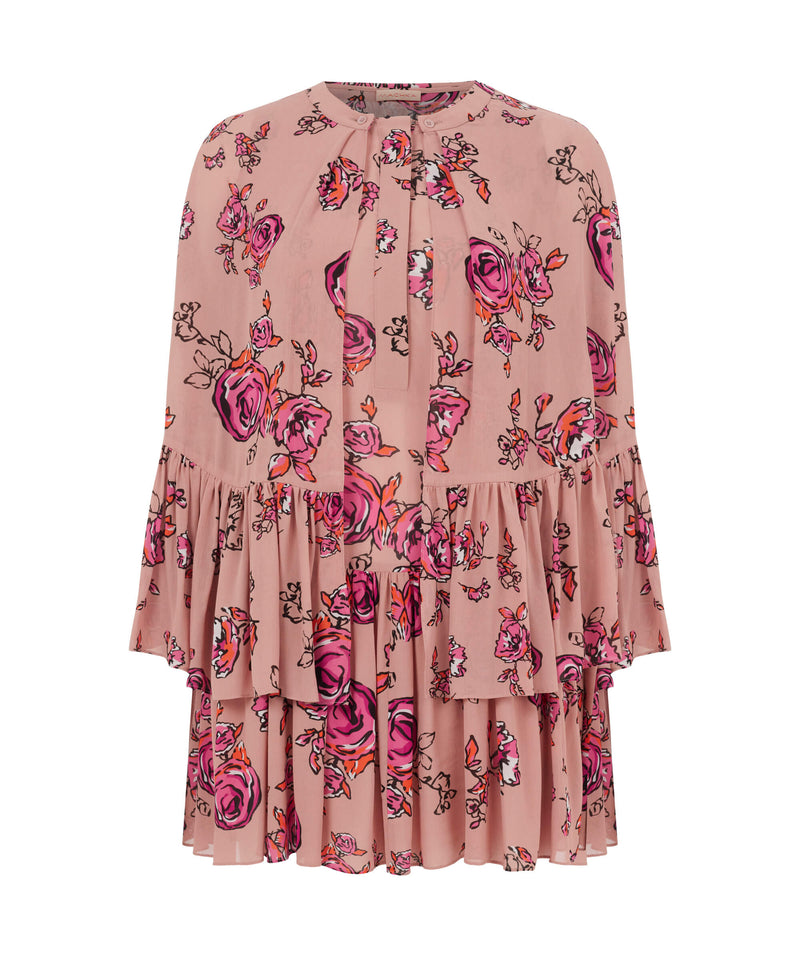 Machka Floral Cape-Effect Blouse Fuschia