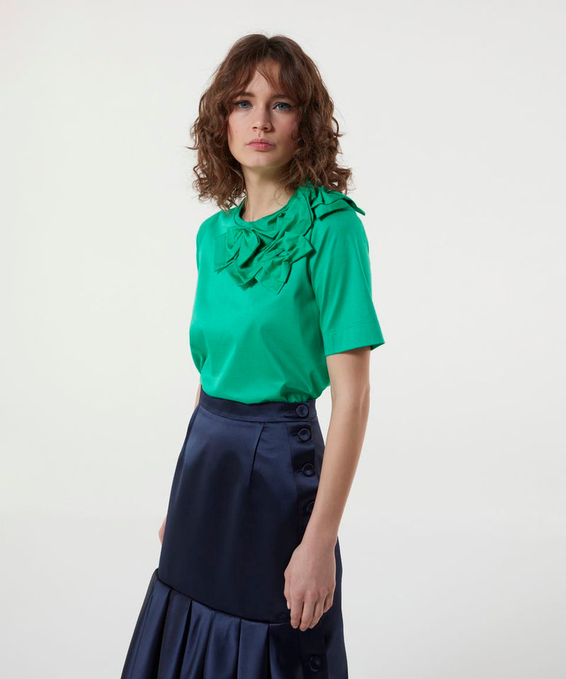 Machka Bow Detail T-Shirt Green