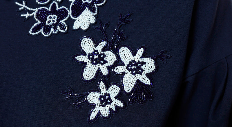 Machka Flower-Embellished Knitwear Navy Blue