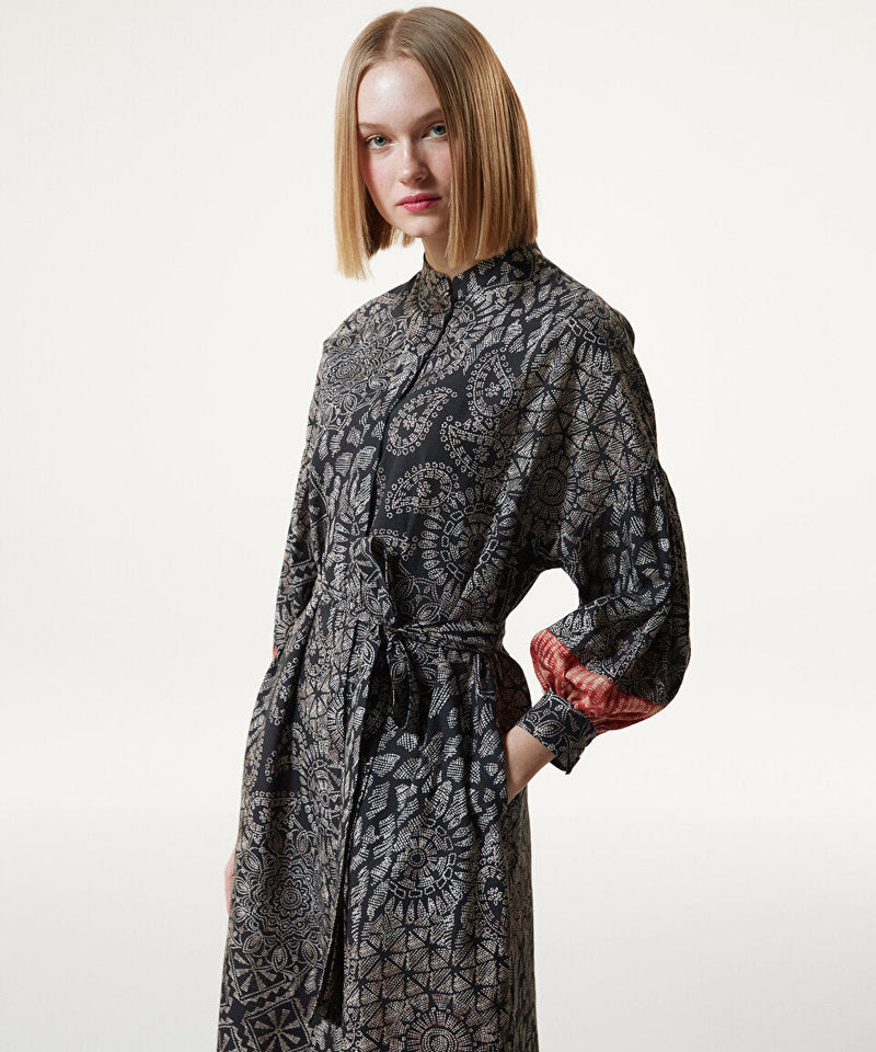 Machka Paisley Printed Shirt Dress Black