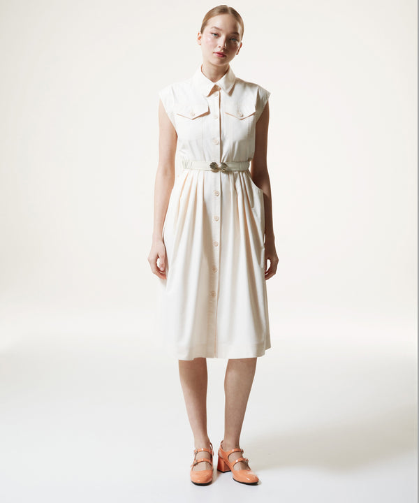 Machka Shirt Dress With Belt Accessories Ecru