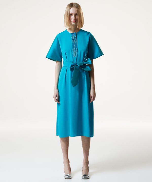 Machka Bead Embellished Crepe Dress Turquoise