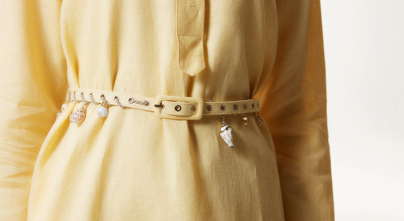 Machka Judge Collar Linen Dress Yellow