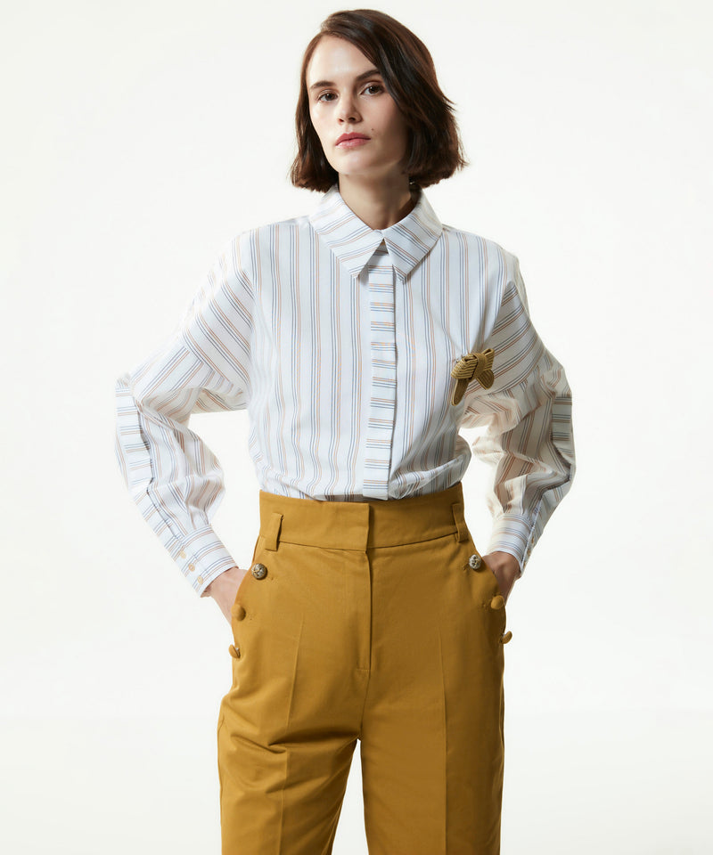Machka High Waist Trousers With Button Accessories Tobacco Leaves