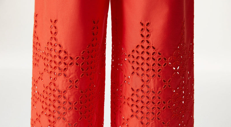 Machka Embroidered Poplin Trousers Pomegranate
