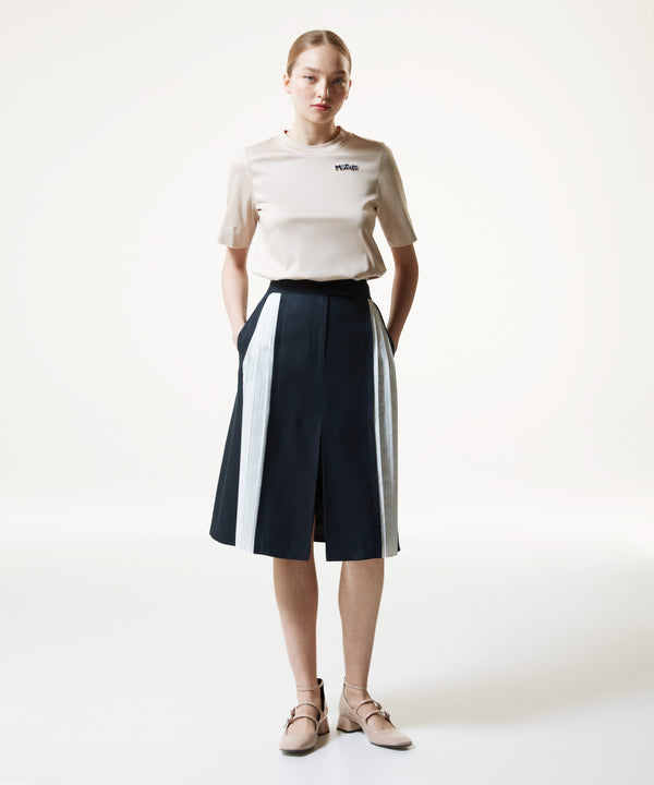 Machka Colorblock Pleated Skirt Navy Blue