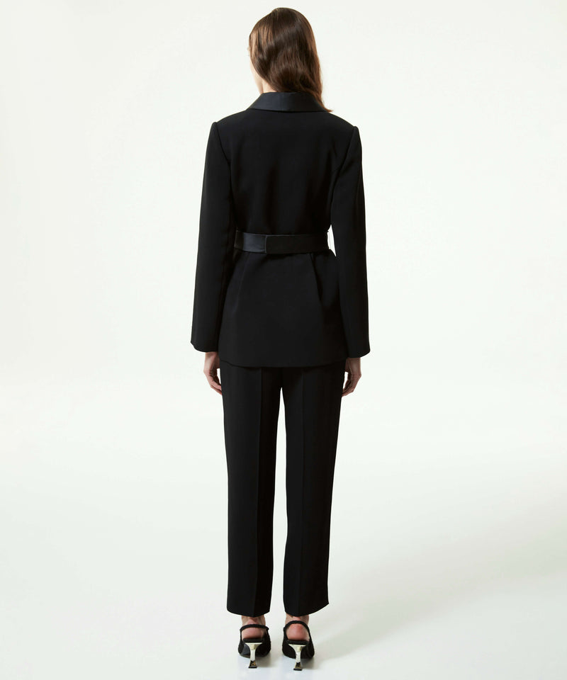 Machka Stone-Embroidered Blazer With Organza Garnish Black