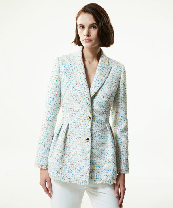 Machka Sequined Tweed Blazer Off White