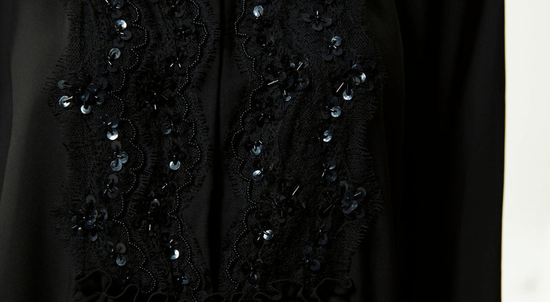 Machka Sequin-Embroidered Lace Garnet Blouse Black